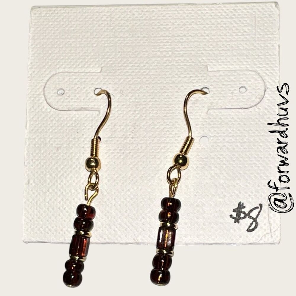 Bundle Sale 3 for $15 | Hand Crafted Red Bead Earrings – Gold Hook